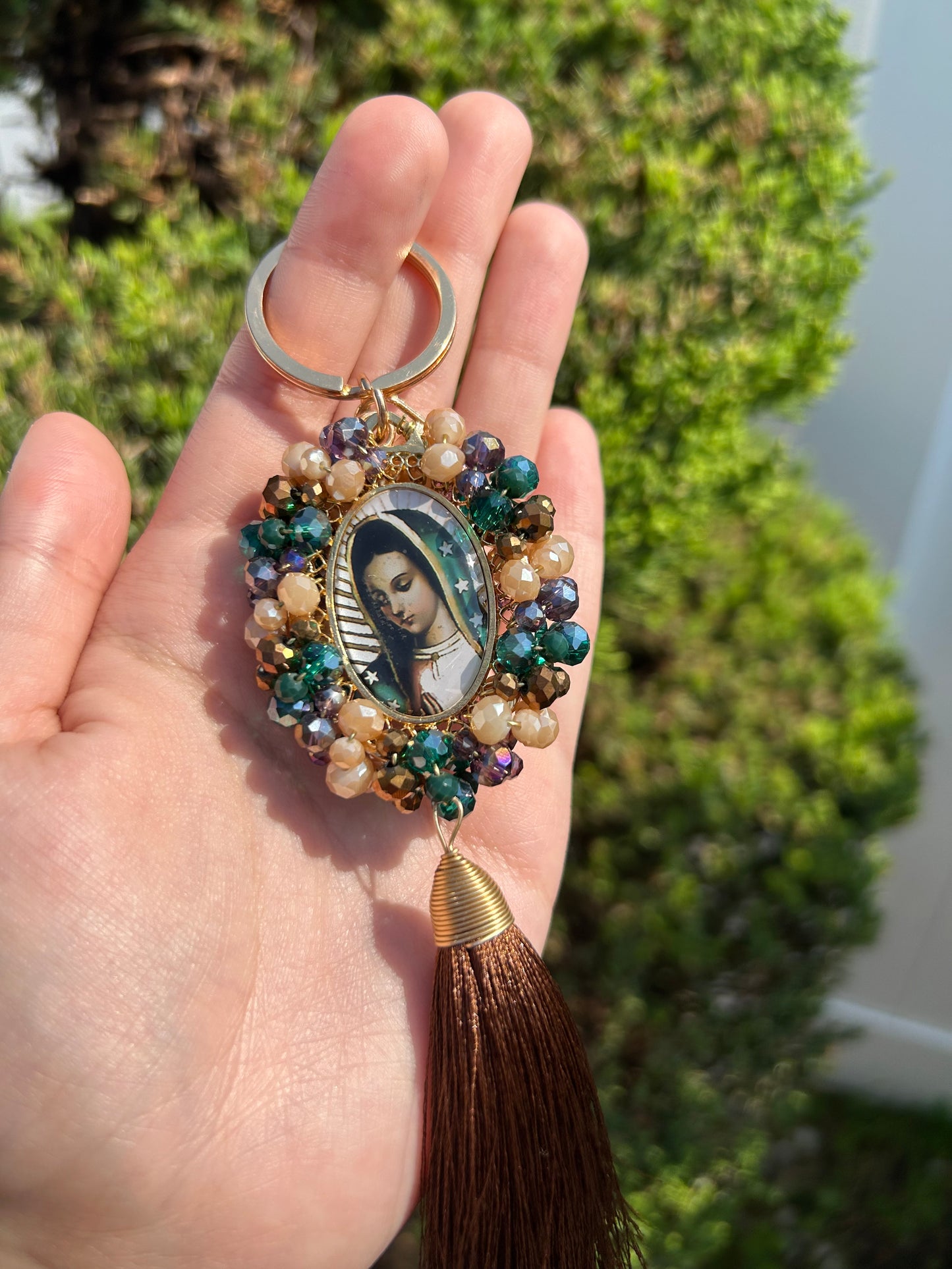 Brown Tassel Double-Sided Keychain