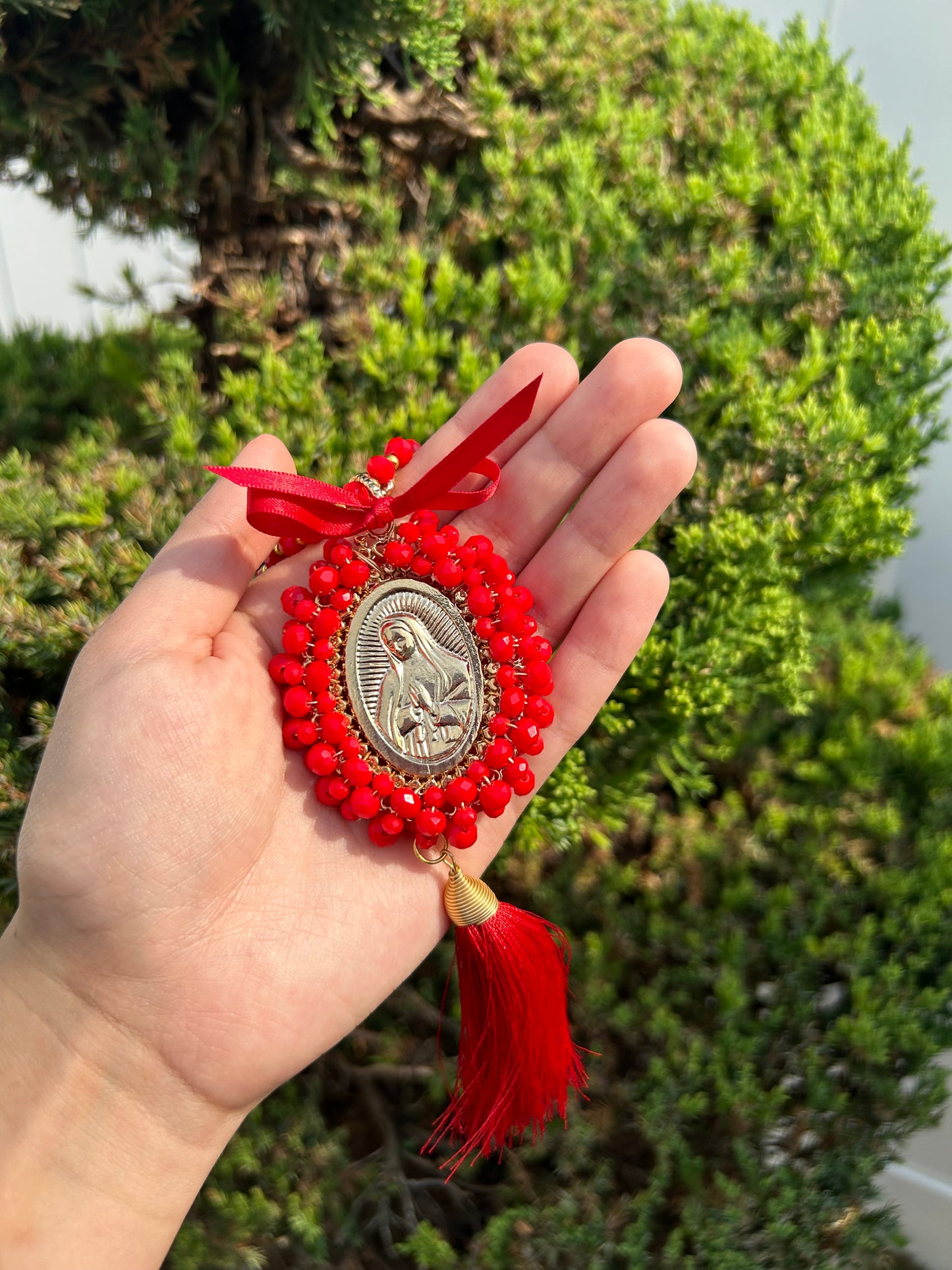 Red Tassel Virgen De Guadalupe Bendición de Hogar