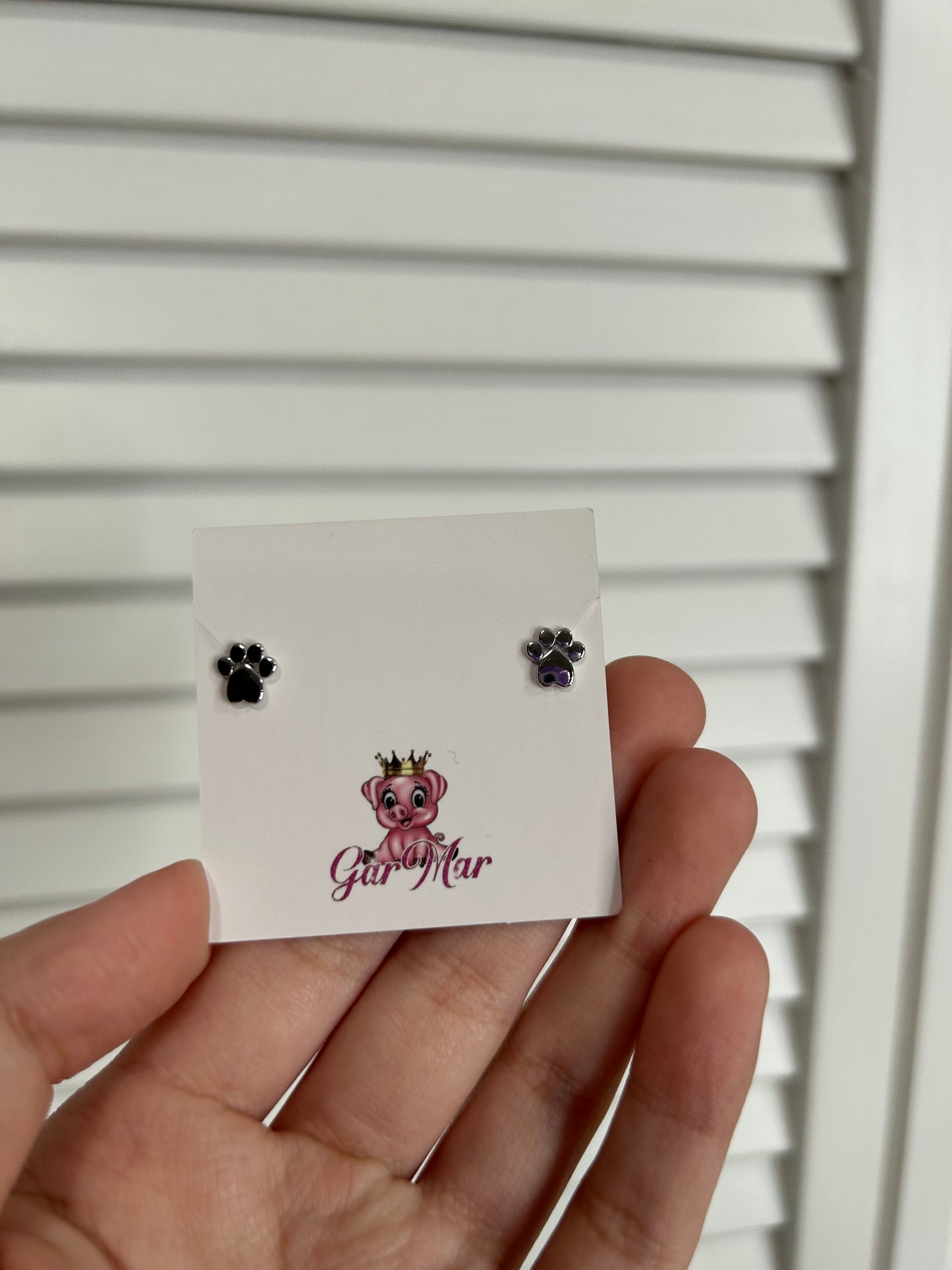 925 Silver Paw Print Studs