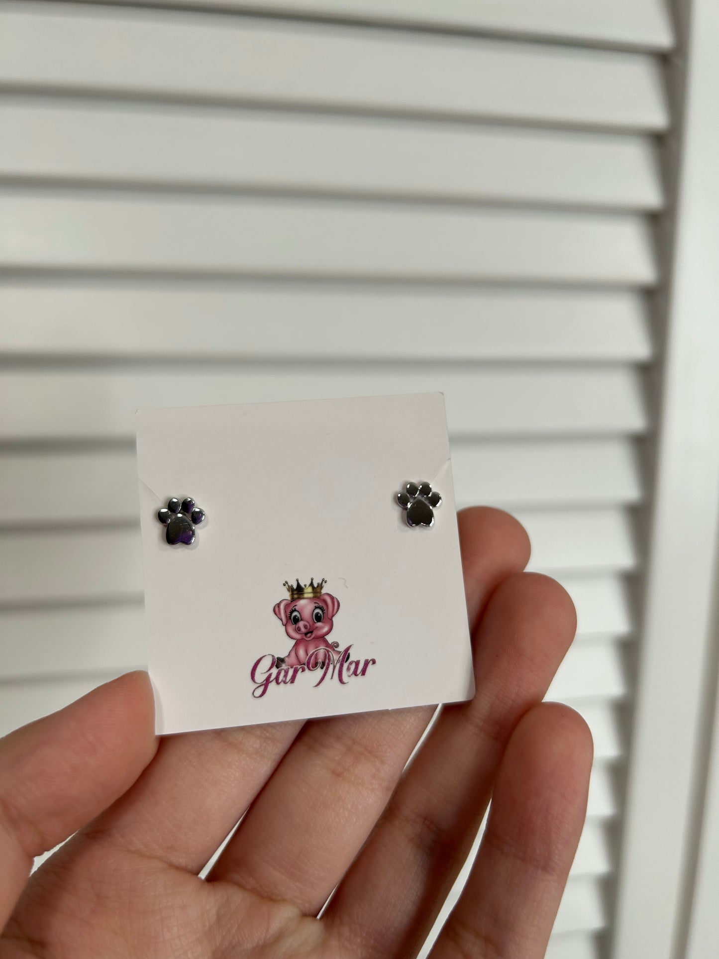 925 Silver Paw Print Studs