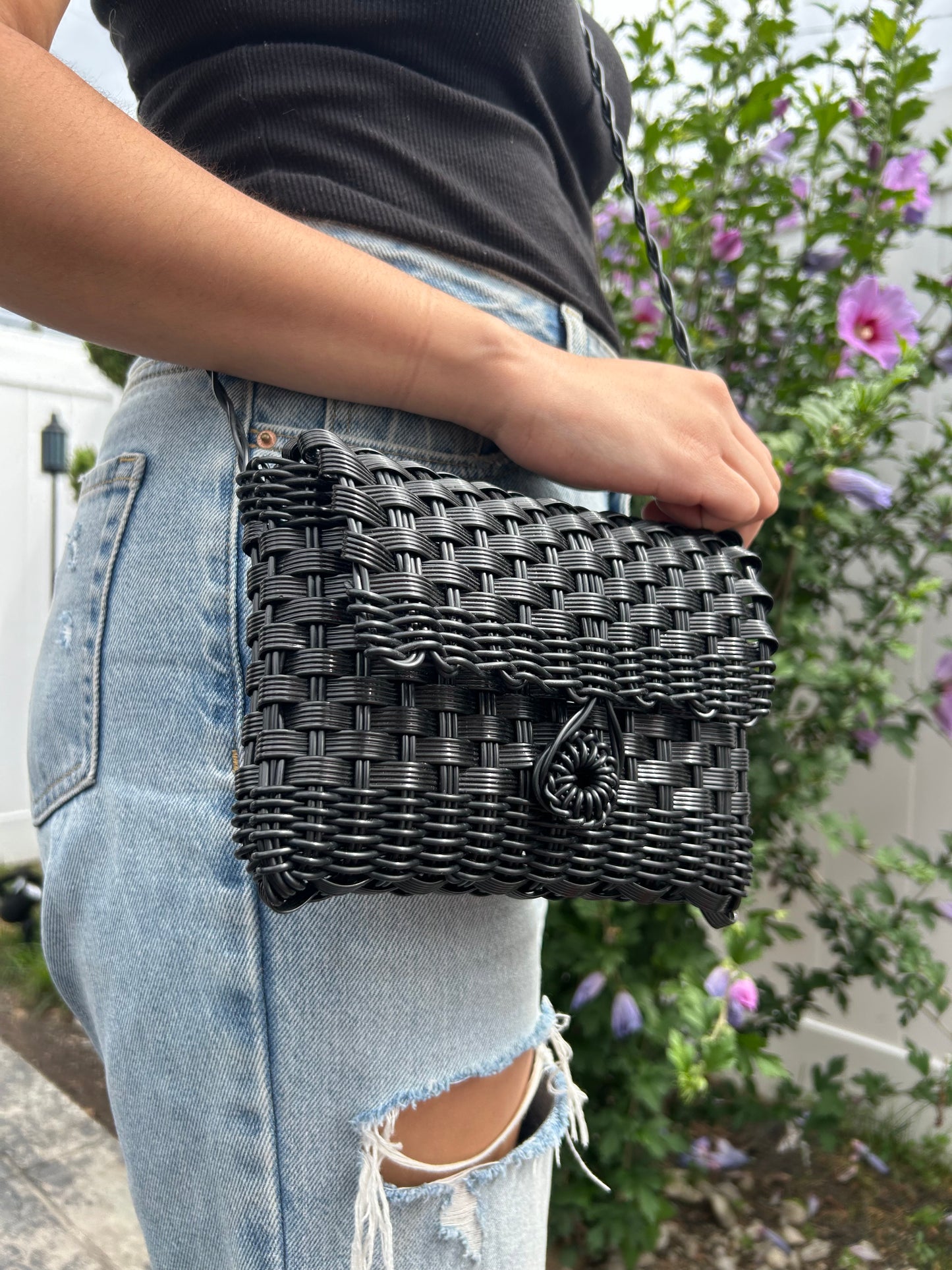 Black Woven Crossbody