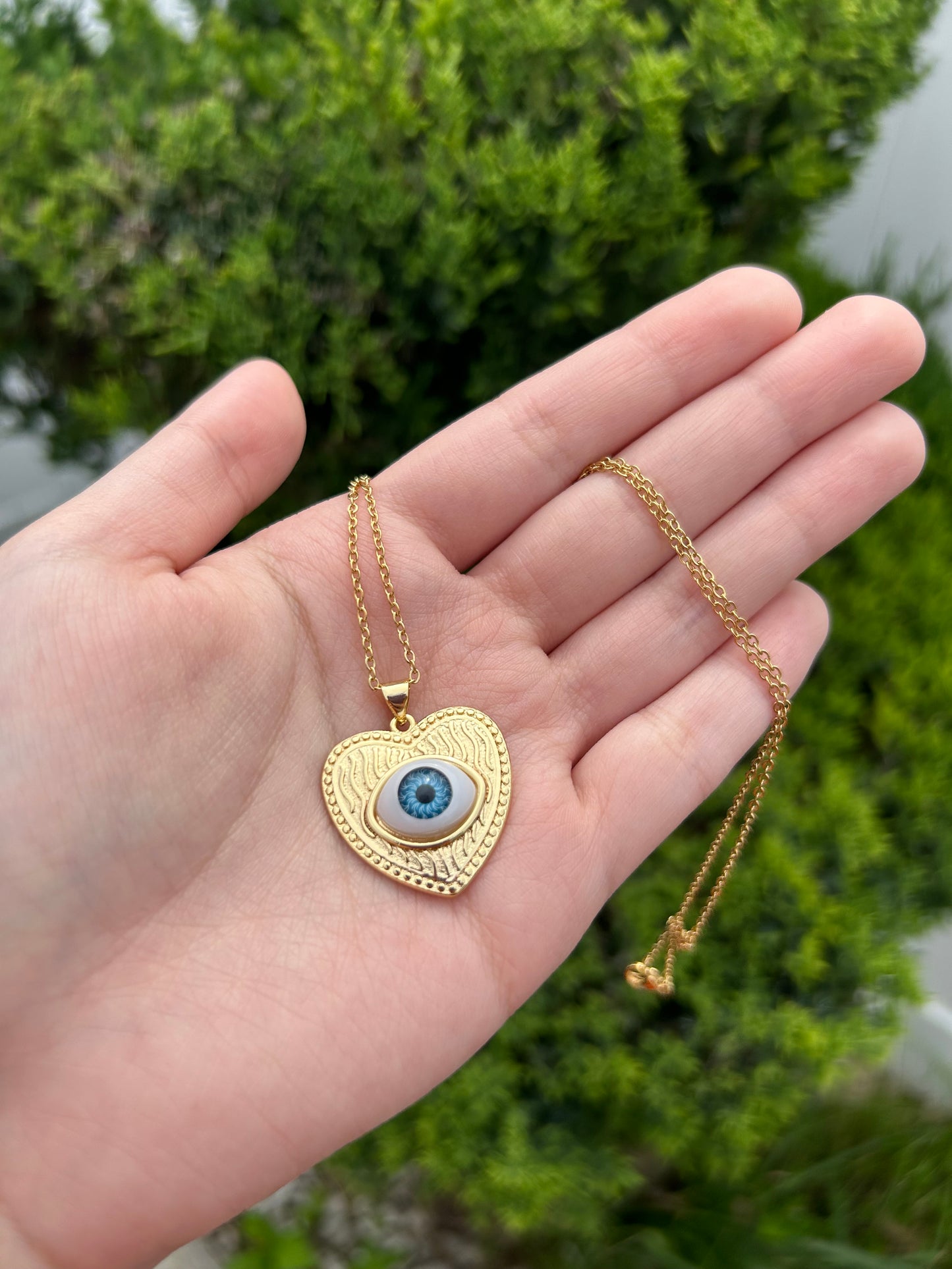 Gold Heart Eye Necklace