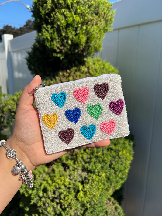 Multi Colored Heart Coin Pouch