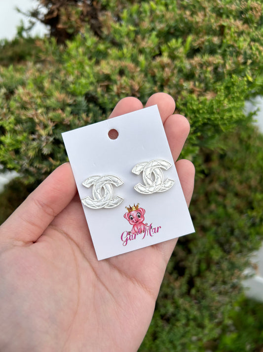 White Cici Studs