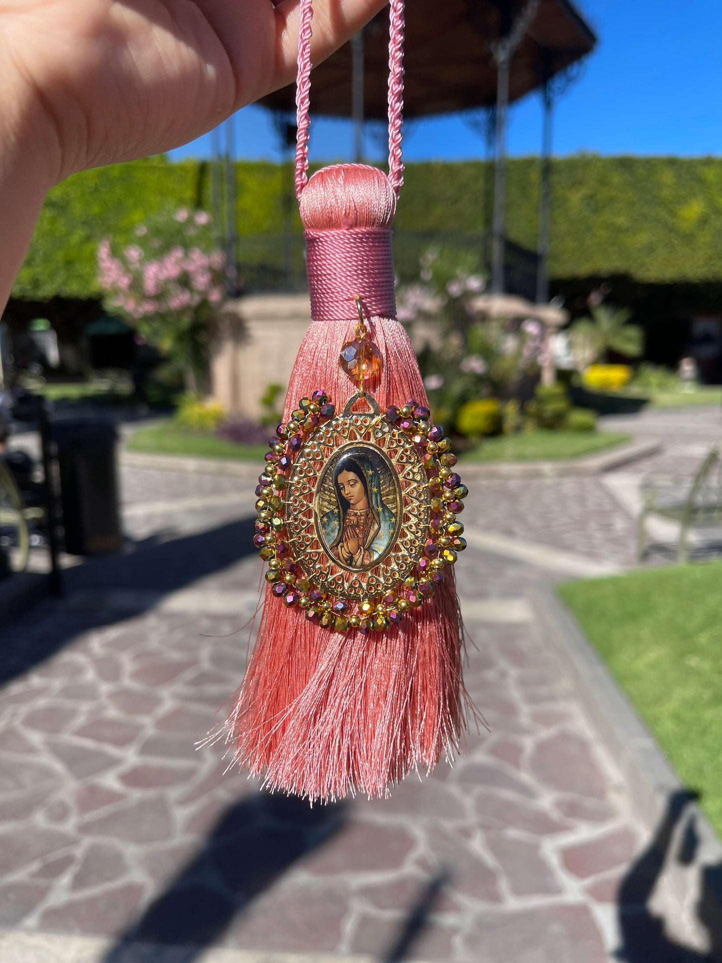 Pink Virgen Tassel Home Blessing