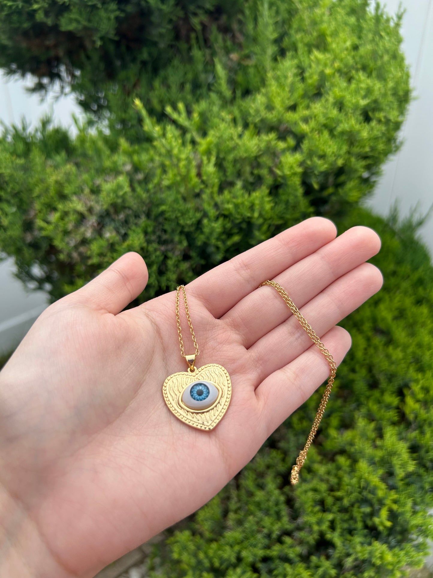 Gold Heart Eye Necklace