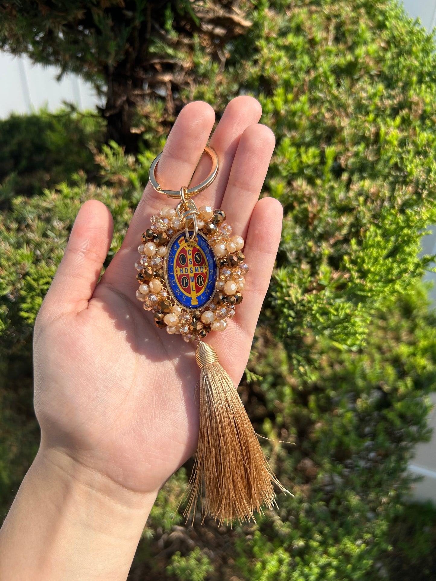 Gold Tassel Double-Sided Keychain