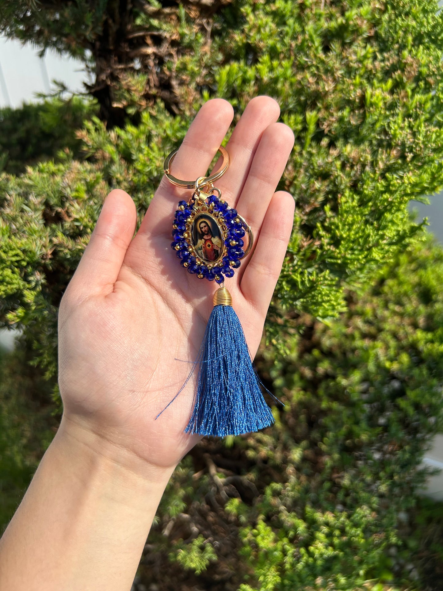 Jesucristo Blue Tassel Keychain