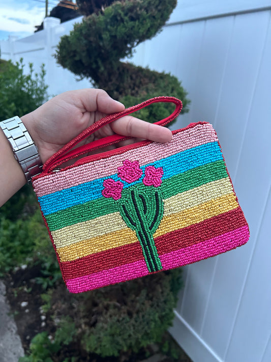 Cactus Beaded Wristlet