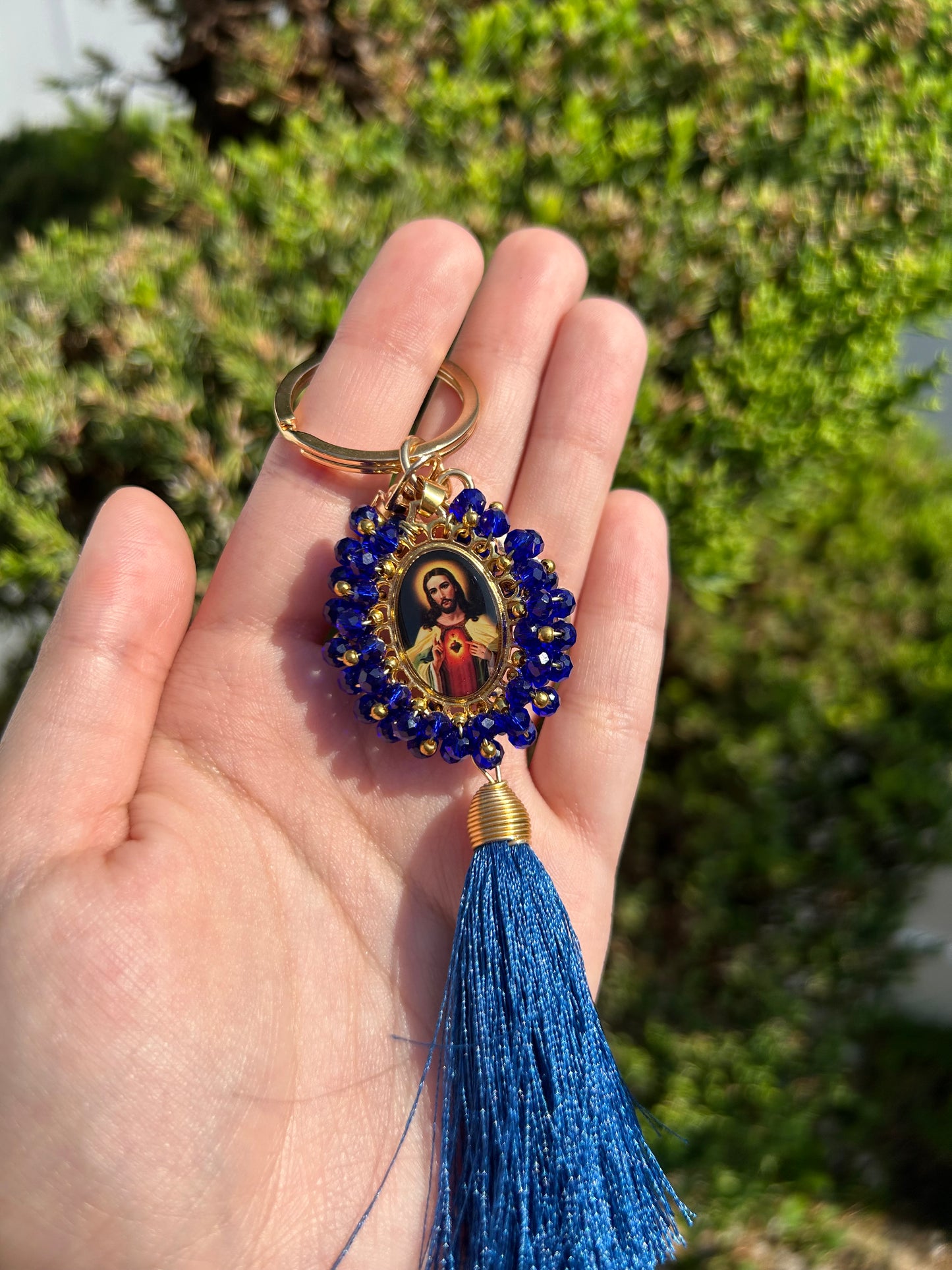 Jesucristo Blue Tassel Keychain