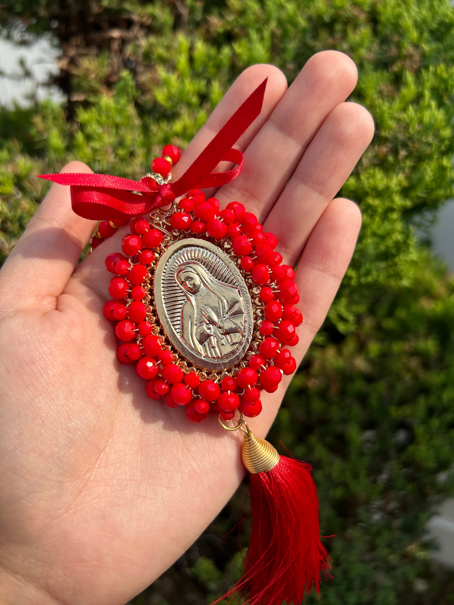 Red Tassel Virgen De Guadalupe Bendición de Hogar