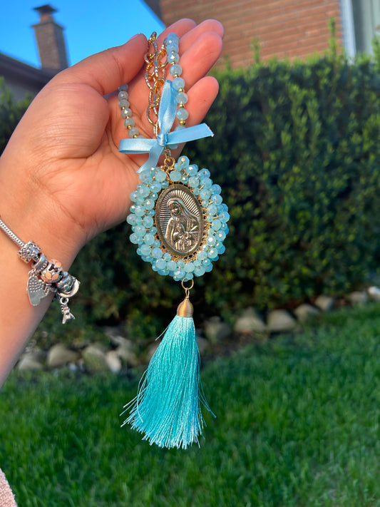 Baby Blue Tassel Virgencita Bendición De Hogar