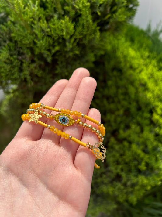 Yellow Star Trio Eye Bracelet