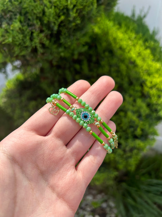 Green Eye Trio Bracelet